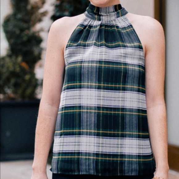 J. Crew Tops - J.Crew Holiday plaid Tartan Tank Top tie neck